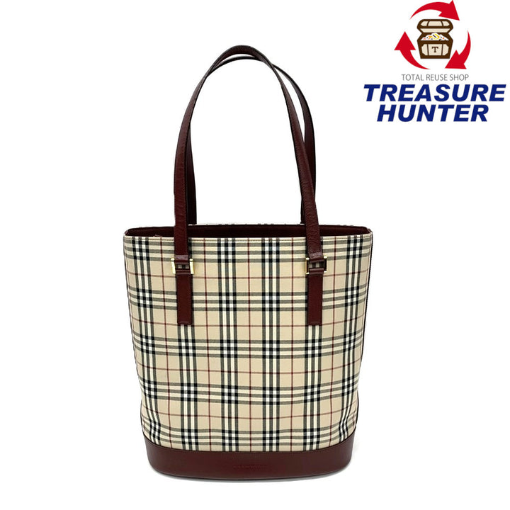 バーバリーDOGベッド☆レッドXバーバリーチェック新品未使用 BURBERRY(バーバリー) トートバッグ ノバチェック キャンバス×レザー
