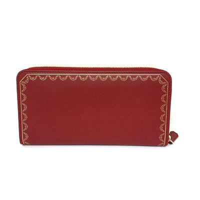 Cartier(カルティエ) ガーランド ドゥ カルティエ ラウンドファスナー長財布 カーフスキン レッド×ゴールド レディース 【102039915003】