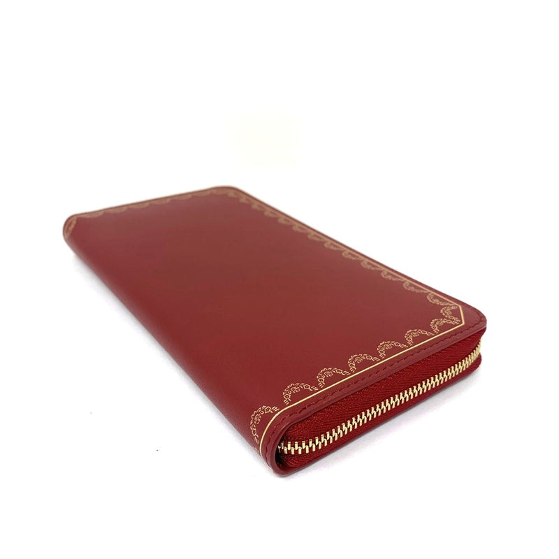 Cartier(カルティエ) ガーランド ドゥ カルティエ ラウンドファスナー長財布 カーフスキン レッド×ゴールド レディース 【102039915003】