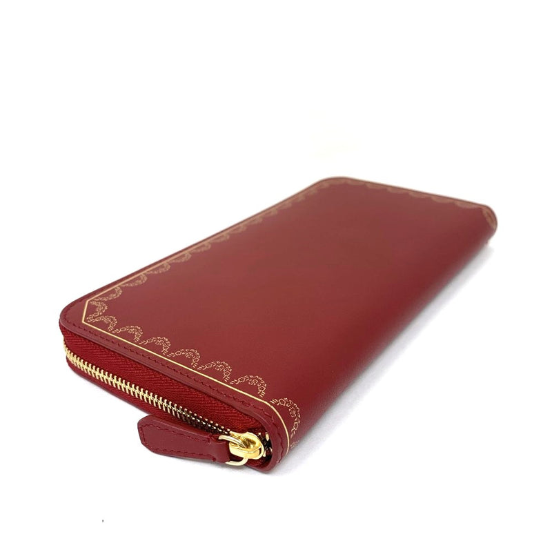 Cartier(カルティエ) ガーランド ドゥ カルティエ ラウンドファスナー長財布 カーフスキン レッド×ゴールド レディース 【102039915003】