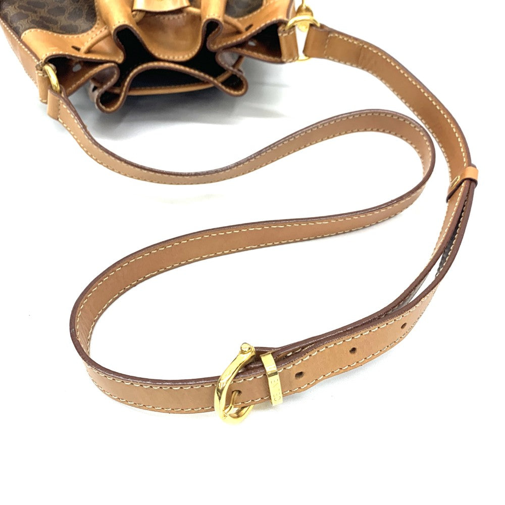 CELINE(セリーヌ) マカダム柄 巾着ショルダーバッグ PVC×レザー