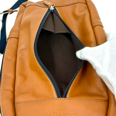COACH ヘリテージ ウェブ レザー スリングバッグ F70811 キャメル コーチ 【102048982007】