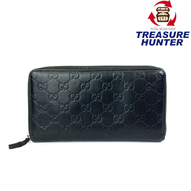 GUCCI(グッチ) グッチシマ ラウンドファスナー長財布 233194 グッチシマレザー ブラック メンズ ウォレット 【102049237001】