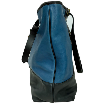 COACH レザー トートバッグ 71429 ブルー×ブラック コーチ 【102049458006】