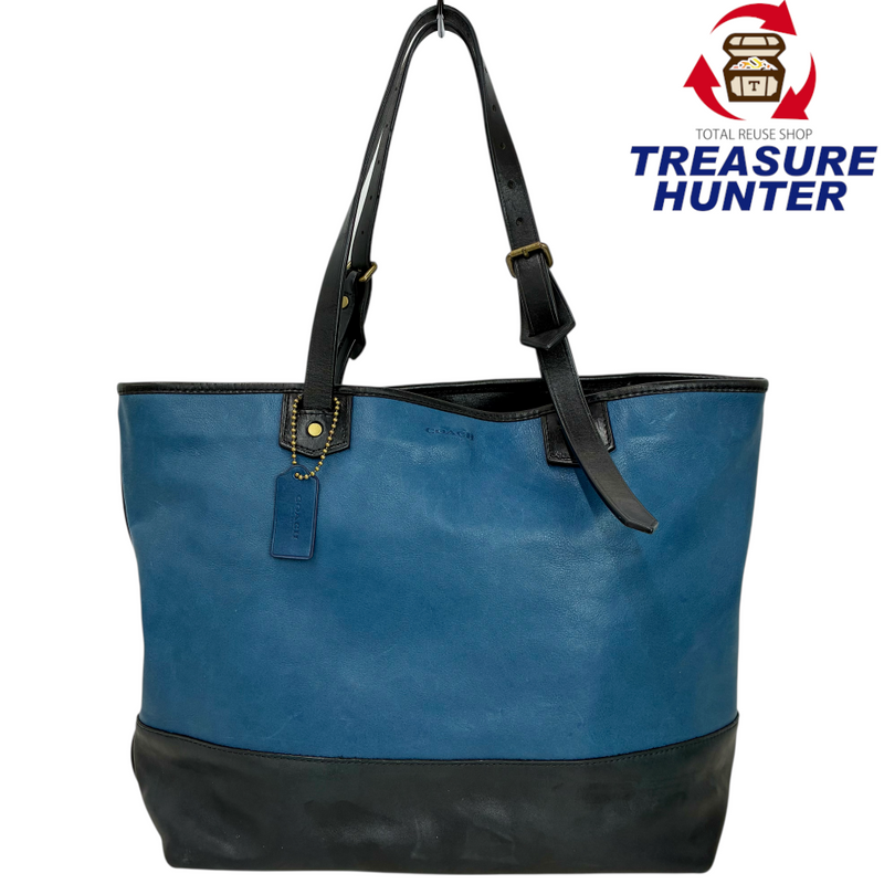 COACH レザー トートバッグ 71429 ブルー×ブラック コーチ 【102049458006】