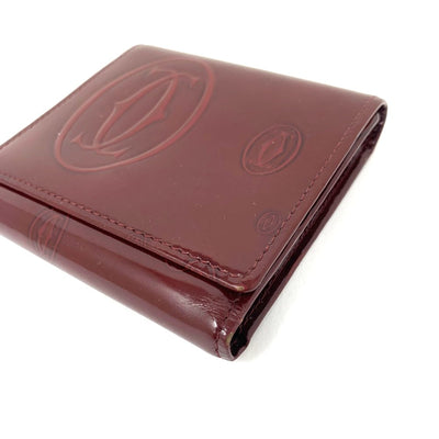 Cartier（カルティエ） ハッピーバースデー 三つ折り財布 レザー ボルドー バーガンディ スナップボタン開閉 レディース 【102049516001】