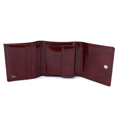Cartier（カルティエ） ハッピーバースデー 三つ折り財布 レザー ボルドー バーガンディ スナップボタン開閉 レディース 【102049516001】