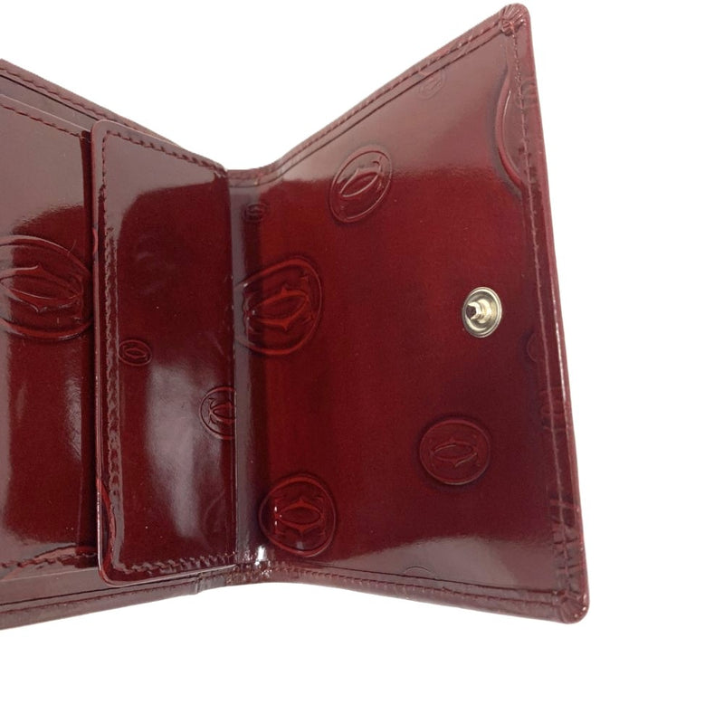 Cartier（カルティエ） ハッピーバースデー 三つ折り財布 レザー ボルドー バーガンディ スナップボタン開閉 レディース 【102049516001】