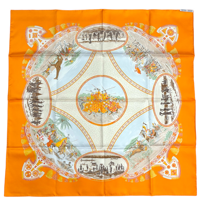 HERMES カレ90 シルクスカーフ CAVALIERS PEULIS サイズ約88×88m エルメス 【102050699007】
