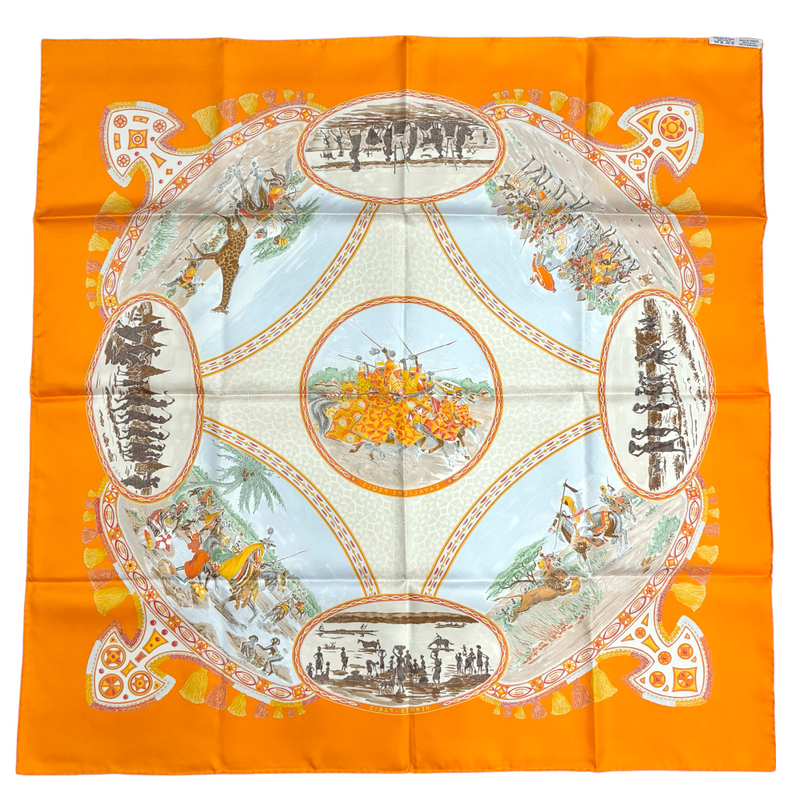 HERMES カレ90 シルクスカーフ CAVALIERS PEULIS サイズ約88×88m エルメス 【102050699007】