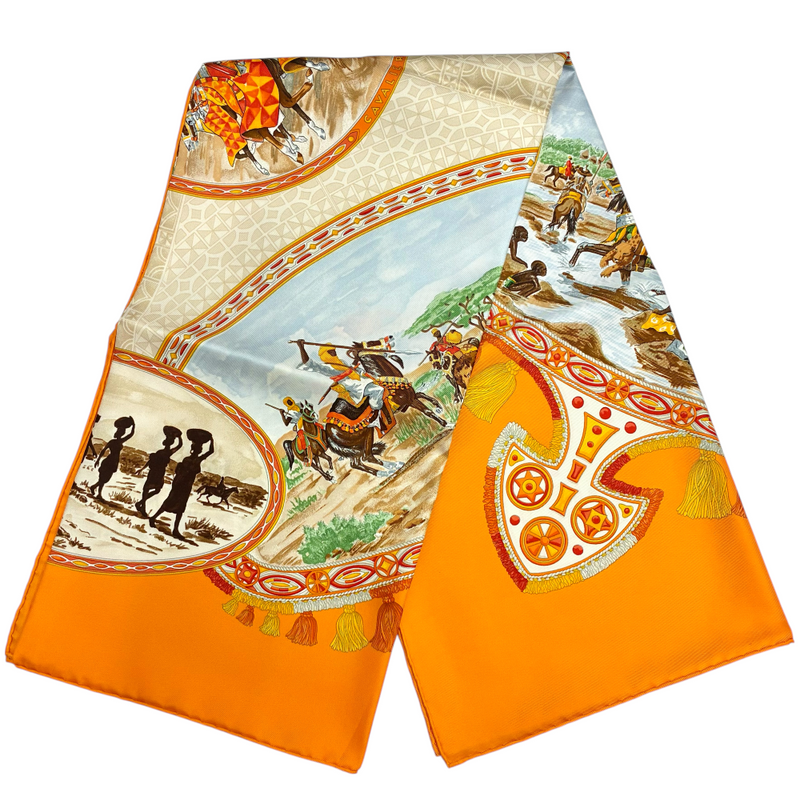 HERMES カレ90 シルクスカーフ CAVALIERS PEULIS サイズ約88×88m エルメス 【102050699007】