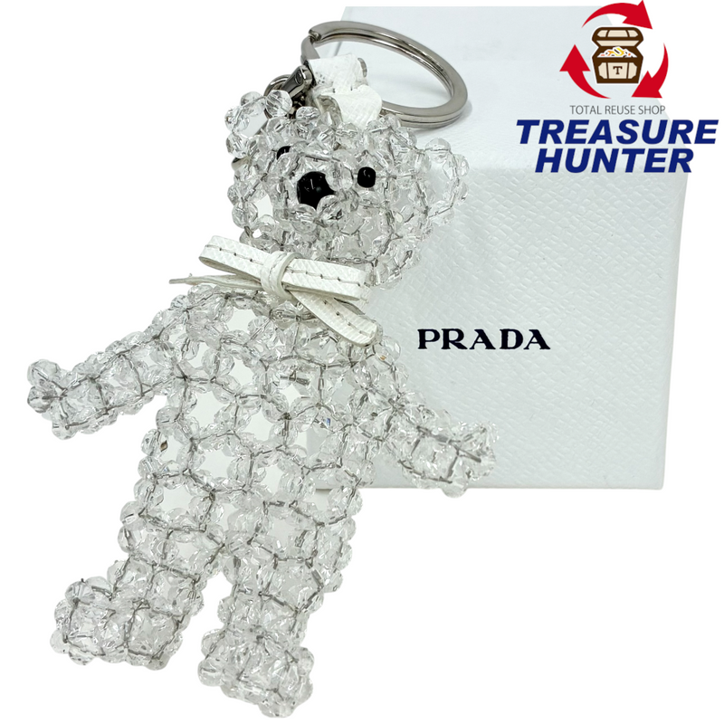 PRADA ビーズ ベアチャーム 1ARD27 クリア キーリング プラダ 【102052258007】