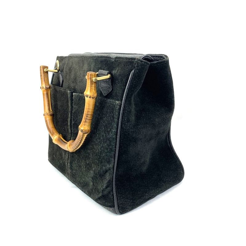 GUCCI(グッチ) バンブー 2WAYバッグ スエードレザー ブラック マグネットボタン開閉式 レディース バッグ 【102052265001】