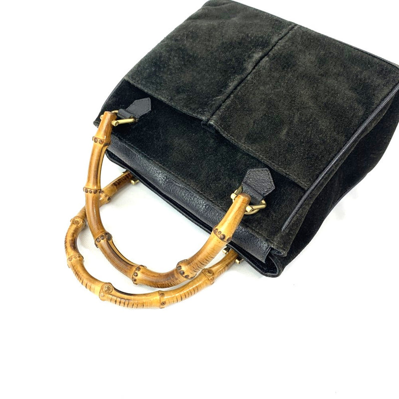 GUCCI(グッチ) バンブー 2WAYバッグ スエードレザー ブラック マグネットボタン開閉式 レディース バッグ 【102052265001】
