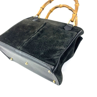 GUCCI(グッチ) バンブー 2WAYバッグ スエードレザー ブラック マグネットボタン開閉式 レディース バッグ 【102052265001】