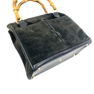 GUCCI(グッチ) バンブー 2WAYバッグ スエードレザー ブラック マグネットボタン開閉式 レディース バッグ 【102052265001】