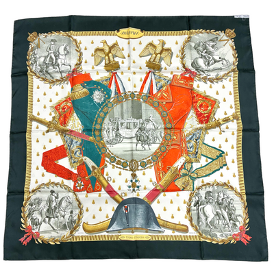HERMES シルクスカーフ カレ90 NAPOLEON サイズ約88×88cm グリーン エルメス 【102052354007】
