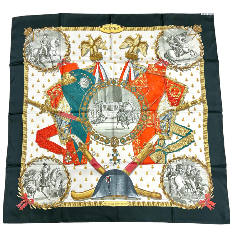 HERMES シルクスカーフ カレ90 NAPOLEON サイズ約88×88cm グリーン エルメス 【102052354007】
