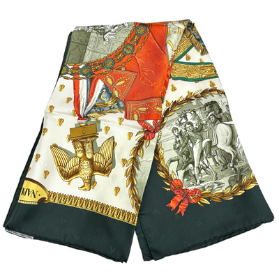 HERMES シルクスカーフ カレ90 NAPOLEON サイズ約88×88cm グリーン エルメス 【102052354007】
