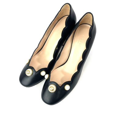 GUCCI(グッチ) インターロッキングG パンプス サイズ36 1/2 約23.5cm ブラック ヒール約7cm 565856 レディース シューズ 【102052912001】