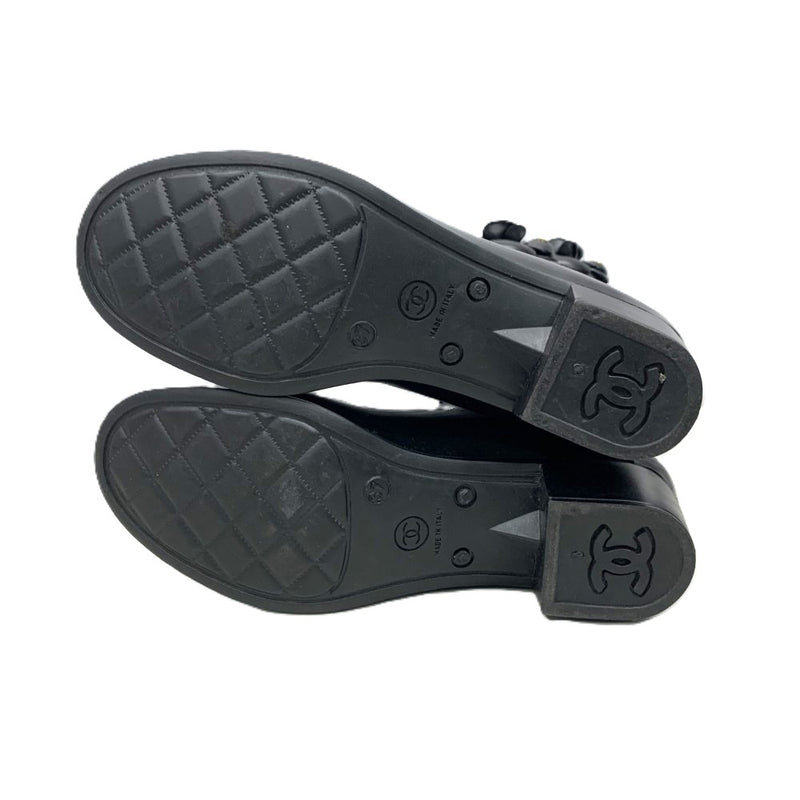 CHANEL(シャネル)　カメリア　ココマーク　レインブーツ　サイズ37　約24cm　ラバー　ブラック 【102057536001】