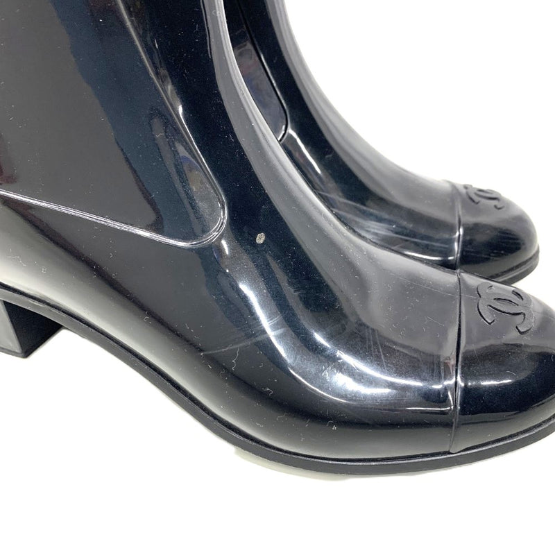 CHANEL(シャネル)　カメリア　ココマーク　レインブーツ　サイズ37　約24cm　ラバー　ブラック 【102057536001】