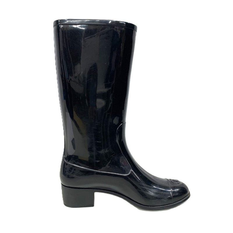 CHANEL(シャネル)　カメリア　ココマーク　レインブーツ　サイズ37　約24cm　ラバー　ブラック 【102057536001】