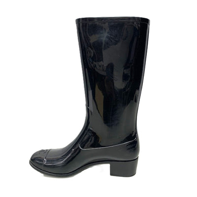 CHANEL(シャネル)　カメリア　ココマーク　レインブーツ　サイズ37　約24cm　ラバー　ブラック 【102057536001】