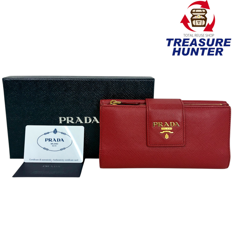 PRADA サフィアーノレザー 長財布 1ML006 レッド プラダ 【102057677006】