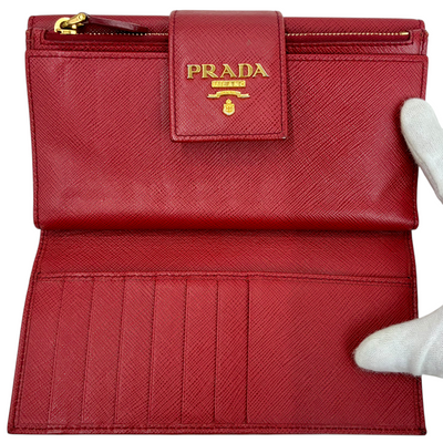 PRADA サフィアーノレザー 長財布 1ML006 レッド プラダ 【102057677006】