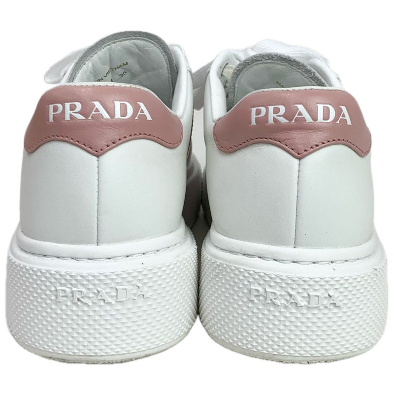 PRADA ロゴレザーローカットスニーカー 1E223M サイズ22cm ホワイト×ピンク プラダ 【102057935002】