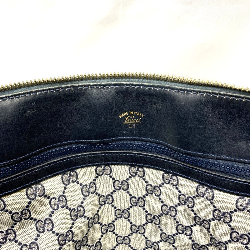GUCCI(グッチ)　オールドグッチ　2wayボストンバッグ　ネイビー系　 PVC×レザー　ファスナー開閉式　メンズ　レディース 【102057984003】