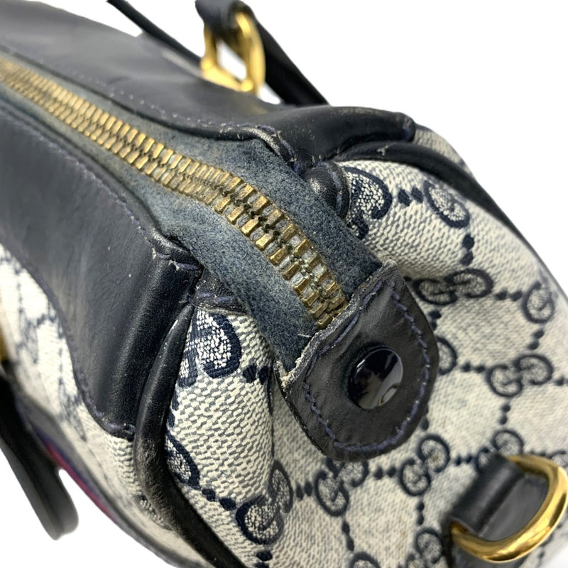 GUCCI(グッチ)　オールドグッチ　2wayボストンバッグ　ネイビー系　 PVC×レザー　ファスナー開閉式　メンズ　レディース 【102057984003】