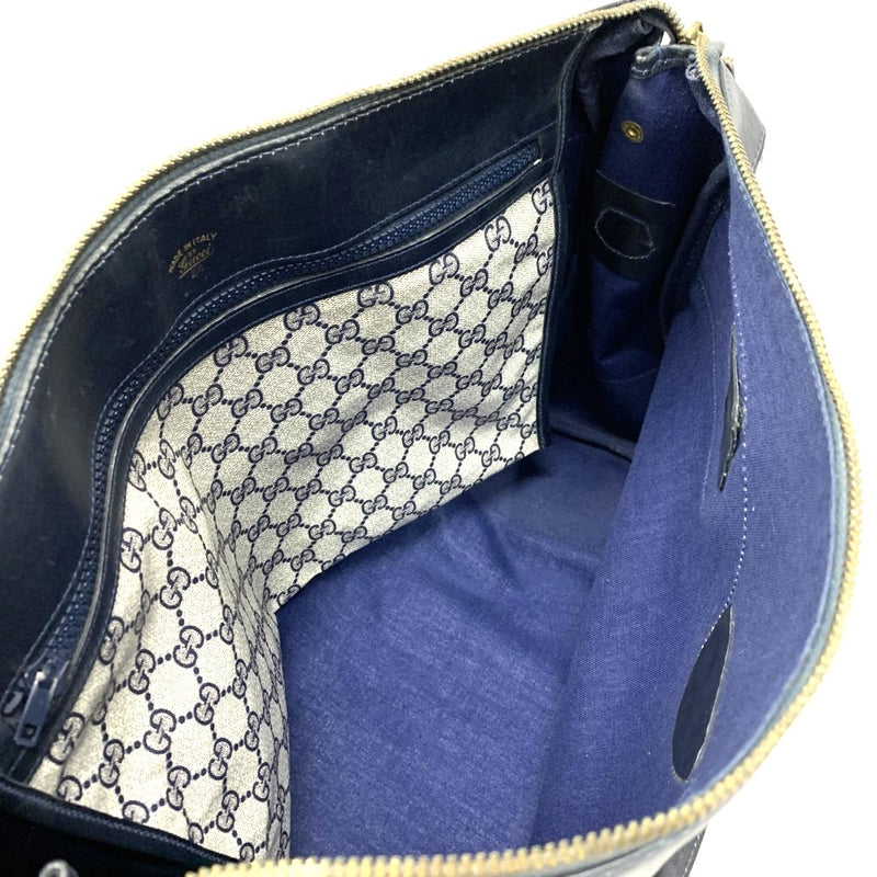 GUCCI(グッチ)　オールドグッチ　2wayボストンバッグ　ネイビー系　 PVC×レザー　ファスナー開閉式　メンズ　レディース 【102057984003】