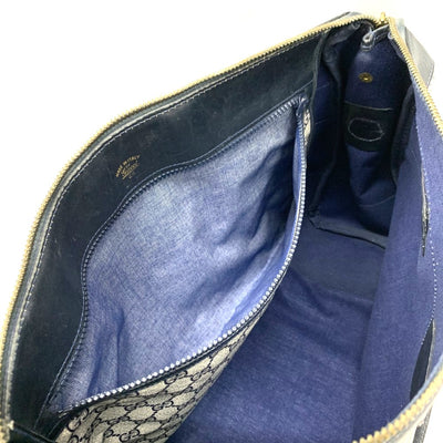 GUCCI(グッチ)　オールドグッチ　2wayボストンバッグ　ネイビー系　 PVC×レザー　ファスナー開閉式　メンズ　レディース 【102057984003】