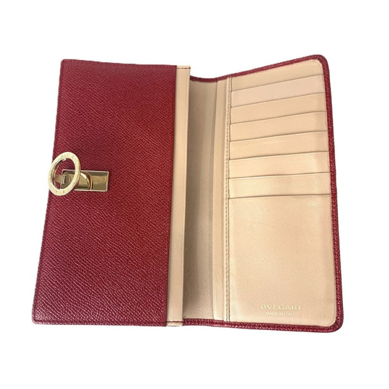 BVLGARI　ブルガリブルガリ ロゴクリップ 長財布 281448 ルビーレッド ゴールド金具 グレンレザー レディース 【102058457003】