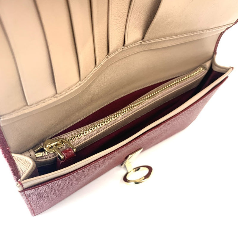 BVLGARI　ブルガリブルガリ ロゴクリップ 長財布 281448 ルビーレッド ゴールド金具 グレンレザー レディース 【102058457003】
