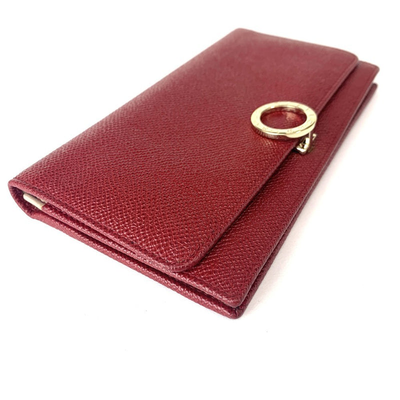 BVLGARI　ブルガリブルガリ ロゴクリップ 長財布 281448 ルビーレッド ゴールド金具 グレンレザー レディース 【102058457003】