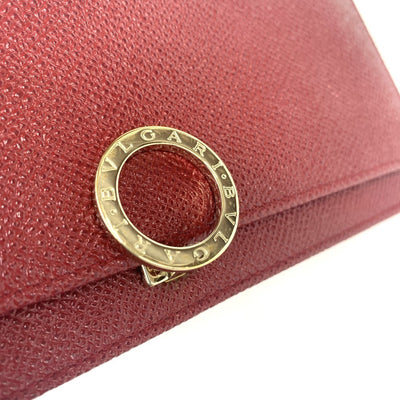 BVLGARI　ブルガリブルガリ ロゴクリップ 長財布 281448 ルビーレッド ゴールド金具 グレンレザー レディース 【102058457003】