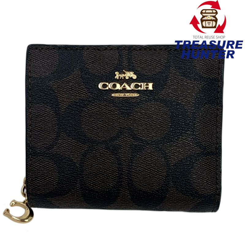 COACH PVCシグネチャー スナップウォレット C3309 ブラウン 二つ折り財布 コーチ 【102058531007】