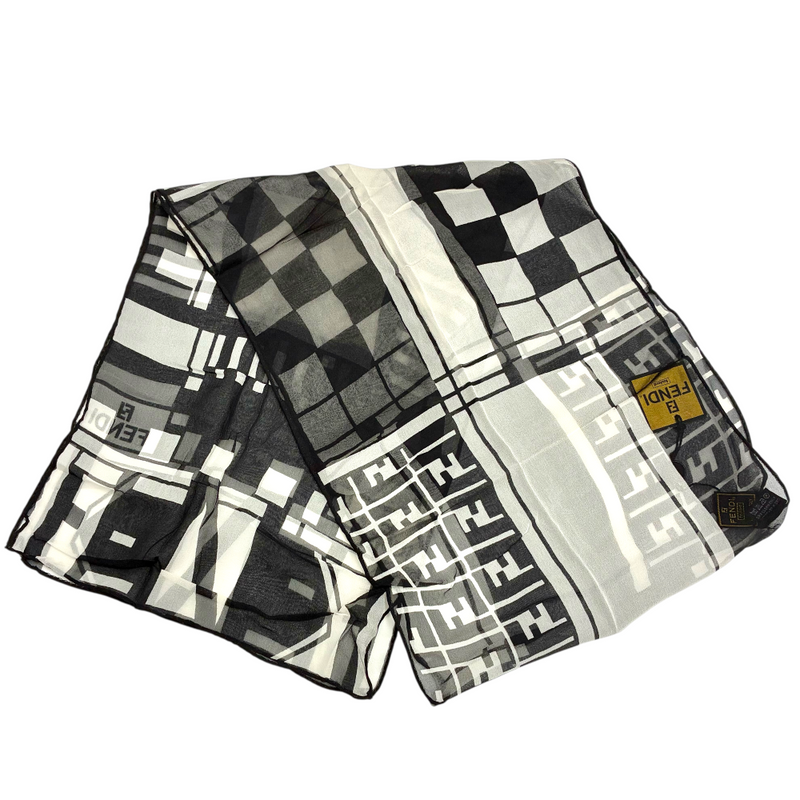 FENDI ズッカ シフォンロングスカーフ サイズ幅約26×長さ約148cm シルク100% フェンディ 【102058882007】