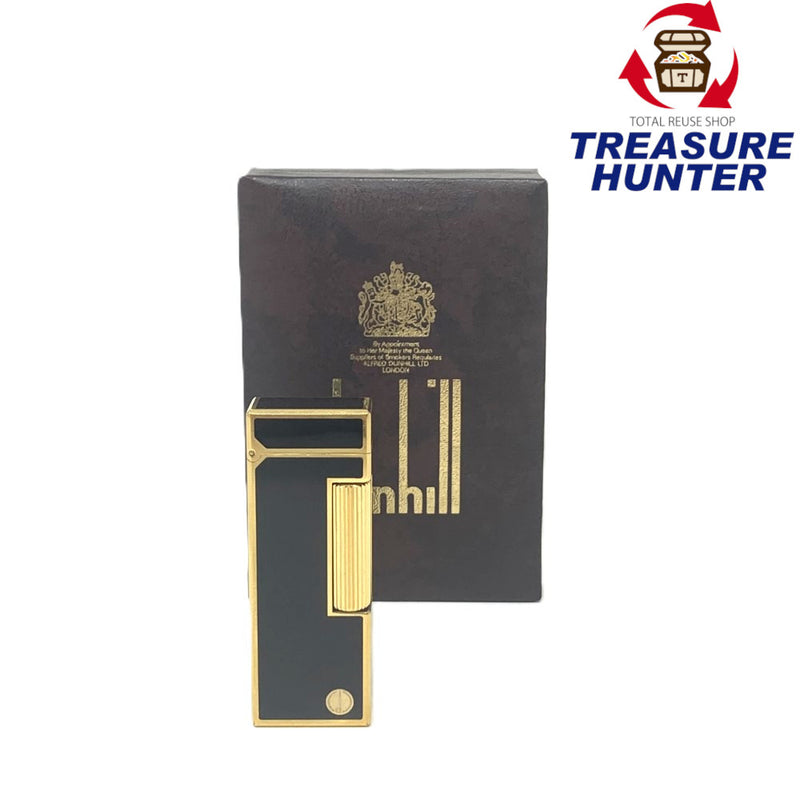 dunhill(ダンヒル)　ローラー式ガスライター　ブラック×ゴールド　ゴールドメッキ×ラッカー 【102058890001】