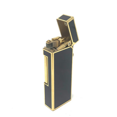 dunhill(ダンヒル)　ローラー式ガスライター　ブラック×ゴールド　ゴールドメッキ×ラッカー 【102058890001】