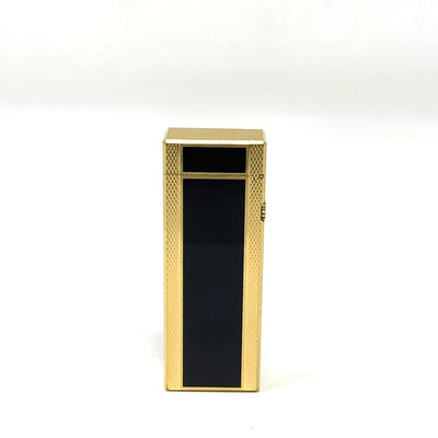 dunhill(ダンヒル)　ローラー式ガスライター　バーレイパターン　ブラック×ゴールド　ゴールドメッキ×ラッカー 【102058891001】
