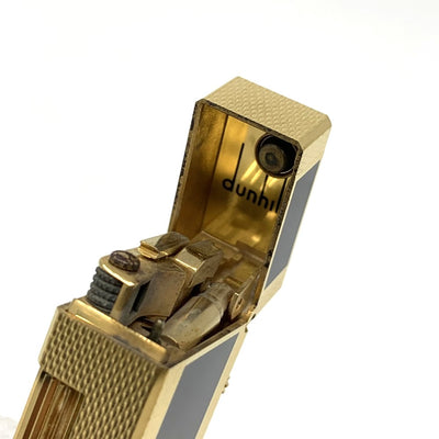 dunhill(ダンヒル)　ローラー式ガスライター　バーレイパターン　ブラック×ゴールド　ゴールドメッキ×ラッカー 【102058891001】