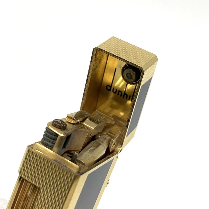 dunhill(ダンヒル)　ローラー式ガスライター　バーレイパターン　ブラック×ゴールド　ゴールドメッキ×ラッカー 【102058891001】