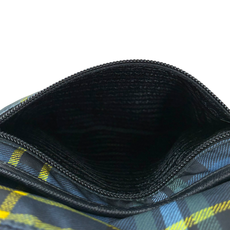 PRADA ナイロン チェックショルダーバッグ VA0220 ネイビー プラダ 【102058897007】