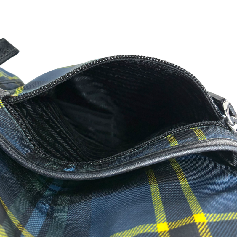 PRADA ナイロン チェックショルダーバッグ VA0220 ネイビー プラダ 【102058897007】