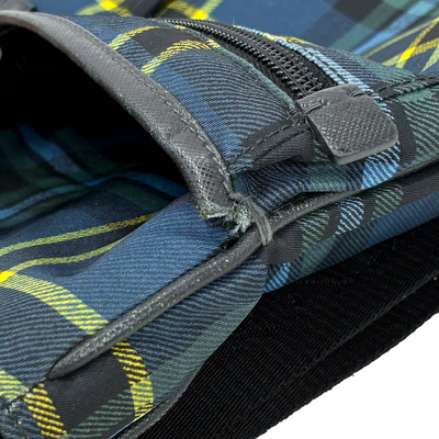 PRADA ナイロン チェックショルダーバッグ VA0220 ネイビー プラダ 【102058897007】