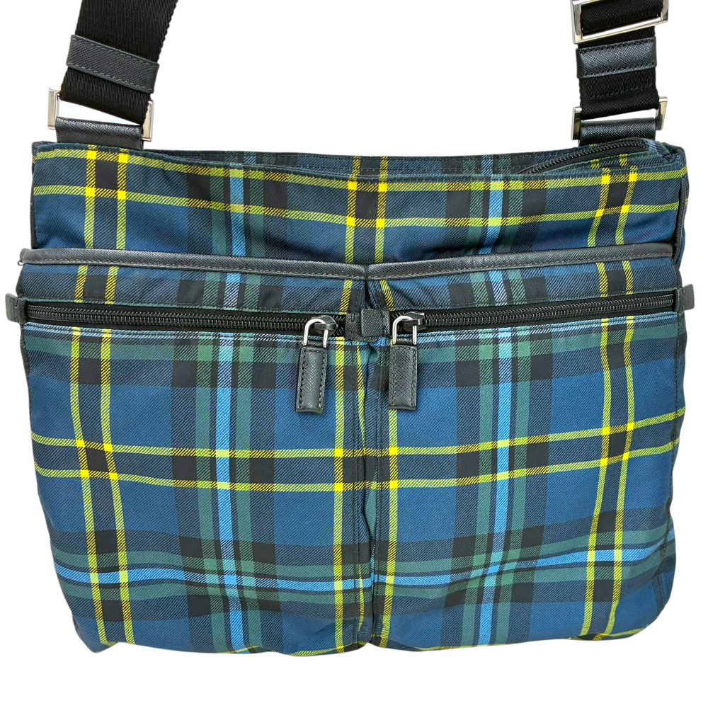 PRADA ナイロン チェックショルダーバッグ VA0220 ネイビー プラダ PRADA ナイロン チェックショルダーバッグ VA0220 ネイビー プラダ